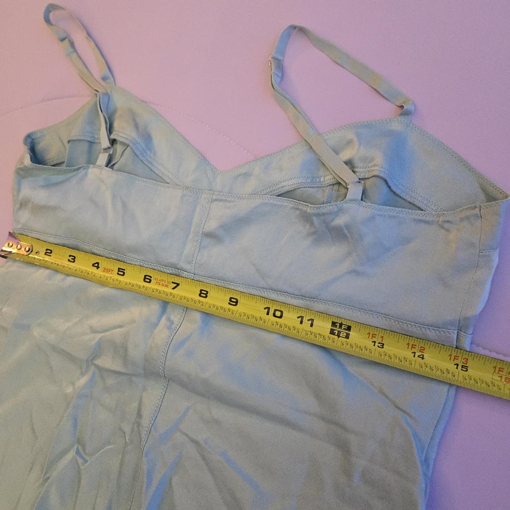Express Sky Blue Stretch Silk 90s Y2K Bustier Seam Cami Spaghetti Strap Tank EB3 - Picture 9 of 9